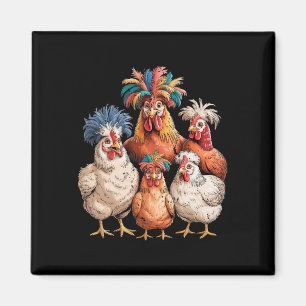 Funny Chicken Family Colourful Farm Animal Magnet