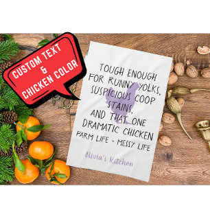 Funny Chicken Farm Owner Custom Name Violet Black  Tea Towel