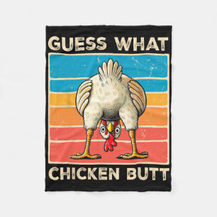 Funny Chicken Farmer Farming Guess What Chicken Bu Fleece Blanket