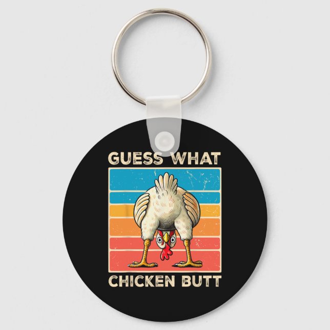 Funny Chicken Farmer Farming Guess What Chicken Bu Key Ring (Front)