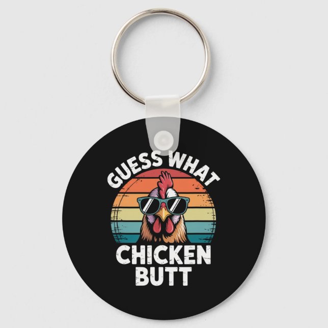 Funny Chicken Farmer Farming Guess What Chicken Bu Key Ring (Front)