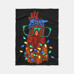 Funny Chicken Farmer Women Girls Family Christmas Fleece Blanket