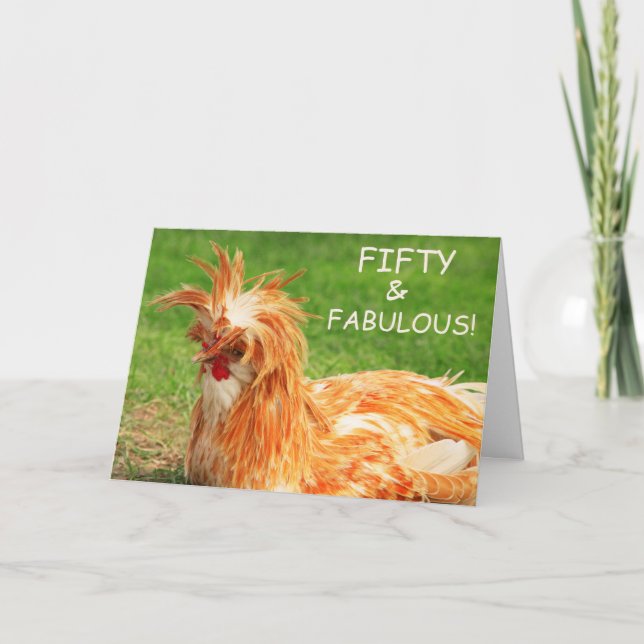 Funny Chicken Fifty & Fabulous Birthday Card (Front)