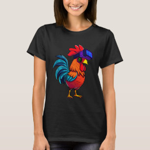 Funny Chicken Gamer Animal Playing Tag Boys Adult T-Shirt