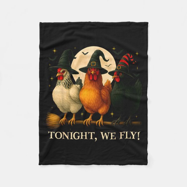 Funny Chicken Halloween Costume Tonight We Fly Sok Fleece Blanket (Front)