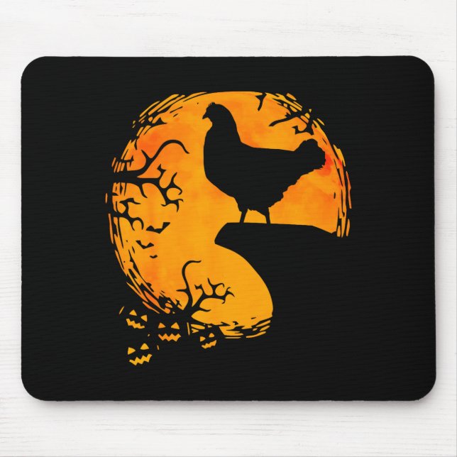 Funny Chicken Halloween Moon Silhouette Soky Chick Mouse Mat (Front)
