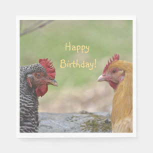 Funny Chicken Happy Birthday Napkin