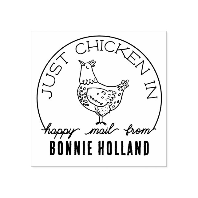 Funny Chicken Happy Mail Name Stamp (Imprint)