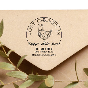 Funny Chicken Happy Mail Return Address Stamp