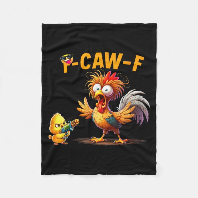 Funny Chicken Humor Quote Rooster Meme Caw F For M Fleece Blanket (Front)