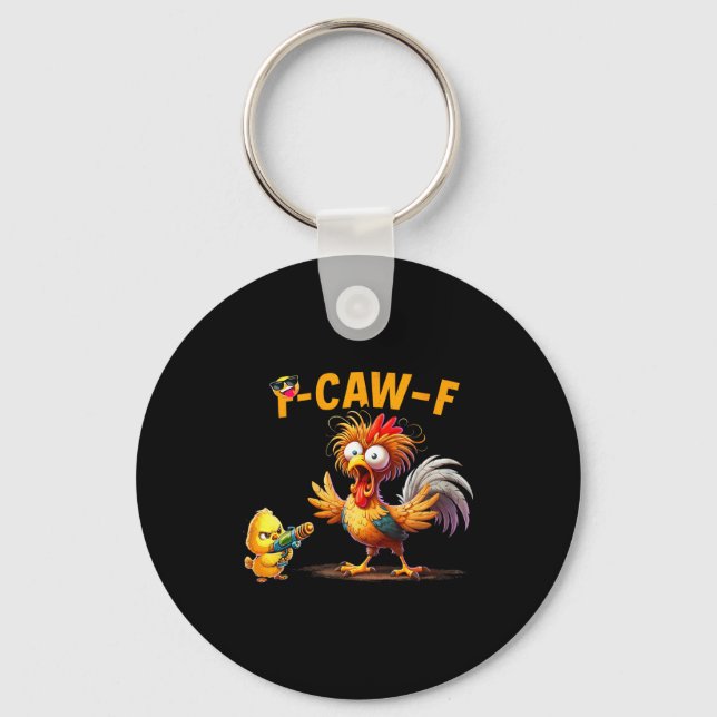 Funny Chicken Humor Quote Rooster Meme Caw F For M Key Ring (Front)