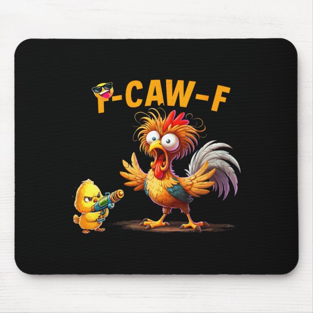 Funny Chicken Humor Quote Rooster Meme Caw F For M Mouse Mat (Front)