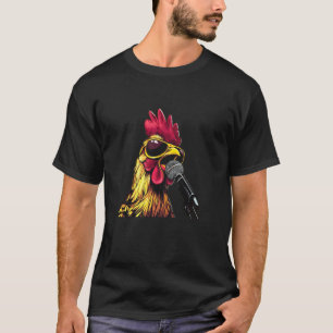 Funny Chicken in Singing Bar for Karaoke Lovers T-Shirt