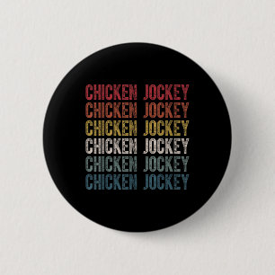 Funny Chicken Jockey Stacked Repeat Font Fun Gag M 6 Cm Round Badge