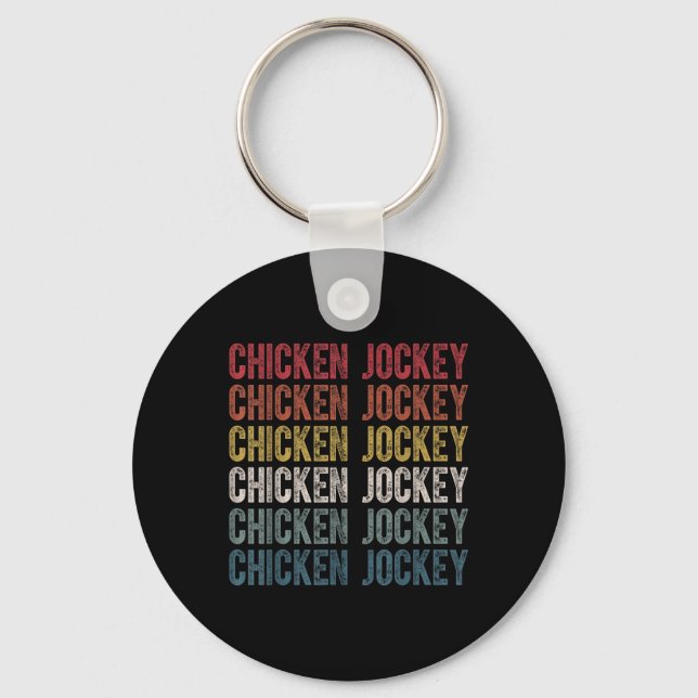 Funny Chicken Jockey Stacked Repeat Font Fun Gag M Key Ring (Front)