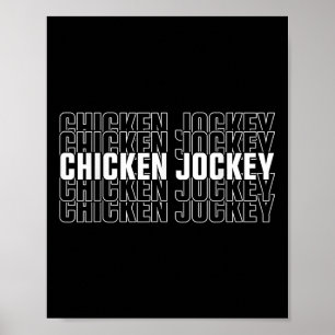 Funny Chicken Jockey Stacked Repeat Font Fun Gag M Poster