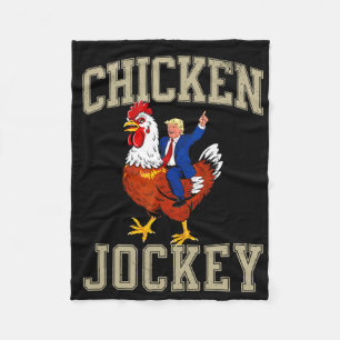 Funny Chicken Jockey Trump Fleece Blanket