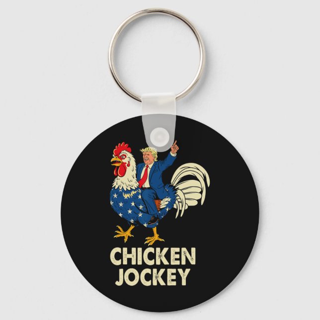 Funny Chicken Jockey Trump Meme For Men Women  Key Ring (Front)
