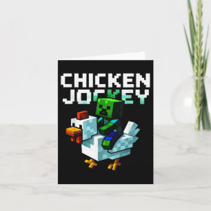Funny Chicken Jockey Zombie Pixel Art Gamer Shirt  Card