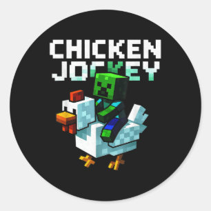 Funny Chicken Jockey Zombie Pixel Art Gamer Shirt  Classic Round Sticker
