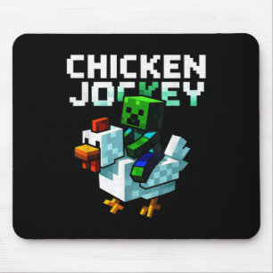 Funny Chicken Jockey Zombie Pixel Art Gamer Shirt  Mouse Mat