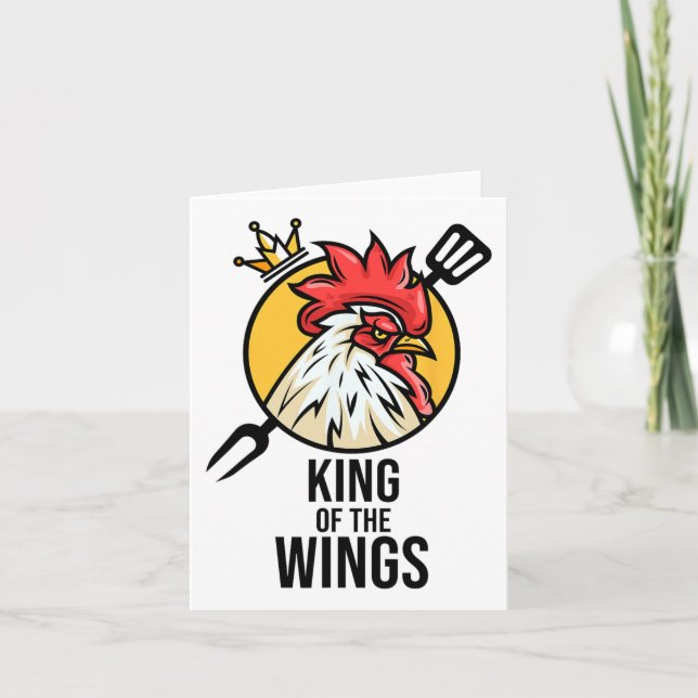 Funny Chicken King Wings Fans Bbq Drumstick Gift F Card (Front)