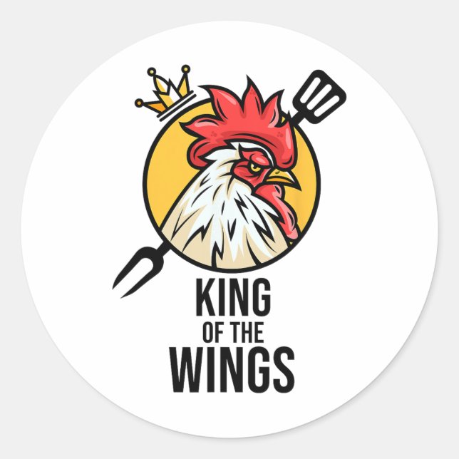 Funny Chicken King Wings Fans Bbq Drumstick Gift F Classic Round Sticker (Front)