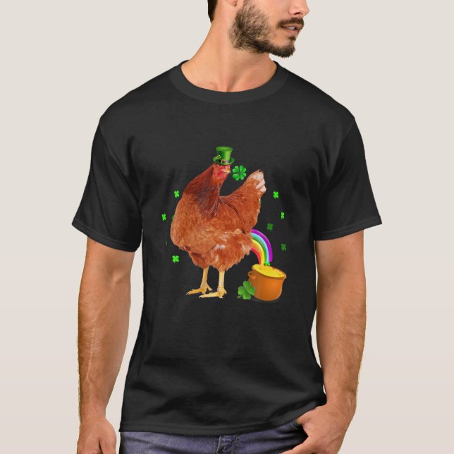 Funny Chicken Leprechaun Hat St. Patrick's Day Sha T-Shirt (Front)