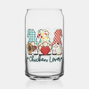 Funny Chicken lover gnomes Can Glass