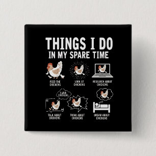 Funny Chicken Lover Spare Time Farm Life Poultry 15 Cm Square Badge