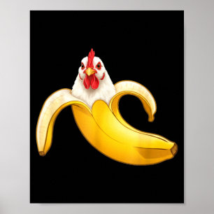 Funny Chicken Lovers Banana Boys Girls Kids T-shir Poster