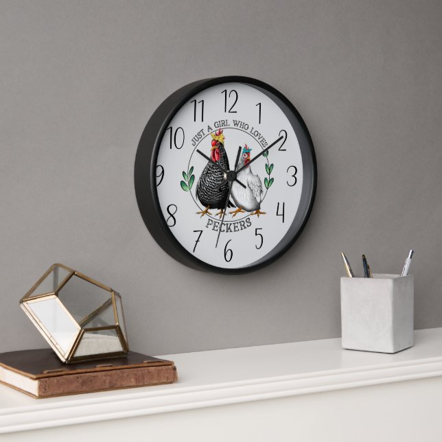 funny chicken lovers word art clock (Office)