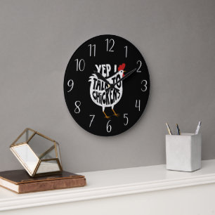 funny chicken lovers word art large clock