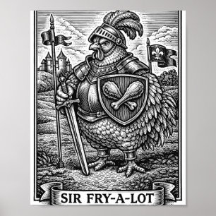 Funny Chicken Mediaeval Knight Sir-fry-a-lot Chick Poster