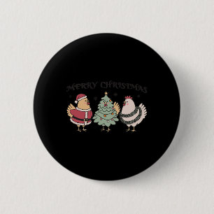 Funny Chicken Merry Christmas Holiday Farm Animal 6 Cm Round Badge