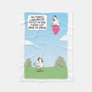 Funny Chicken Mistakes Balloon for Egg Fleece Blanket