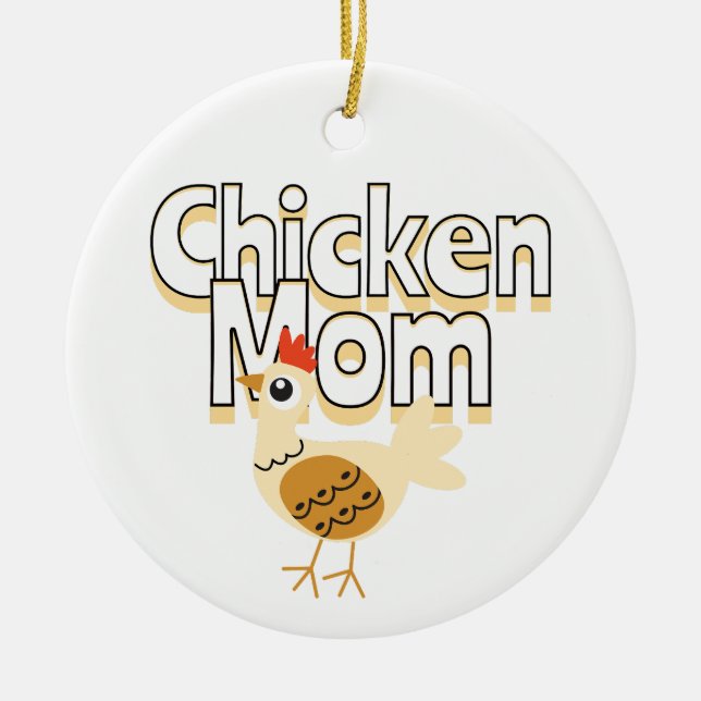 Funny Chicken Mum Personalised Ceramic Tree Decoration (Front)