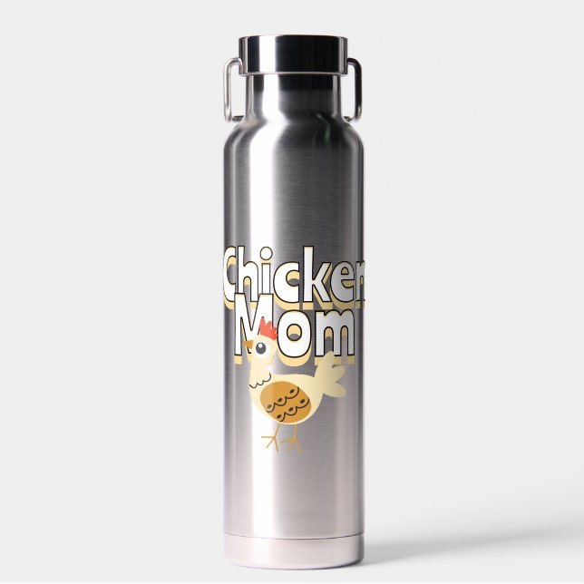 Funny Chicken Mum Personalised Water Bottle (Front)