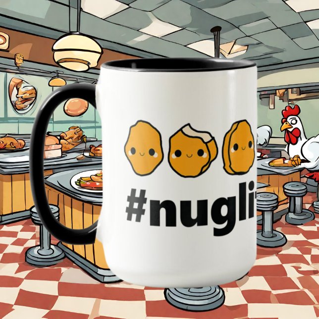 funny chicken nugget life add monogram mug (Creator Uploaded)