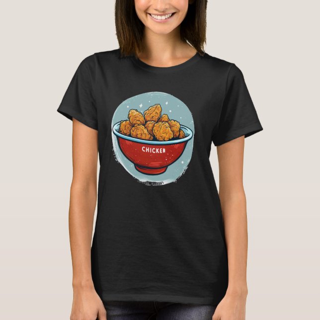 Funny Chicken Nuggets in Bowl Costume T-Shirt (Front)