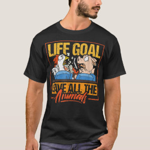 Funny Chicken Pig Save Animals Design T-Shirt