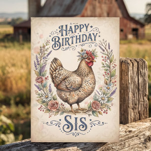 Funny Chicken Poem for Sister's Birthday Card
