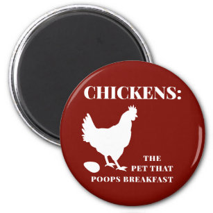Funny Chicken Poops Breakfast Kitchen Magnet