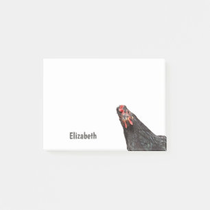 Funny Chicken Portrait on White Personalised Name Post-it Notes