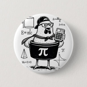 Funny Chicken Pot Holding Calculator Math Teacher 6 Cm Round Badge
