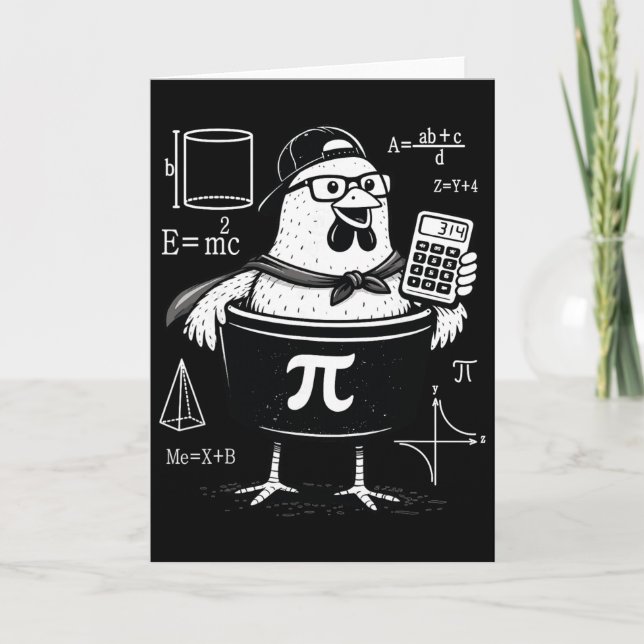 Funny Chicken Pot Holding Calculator Math Teacher  Card (Front)