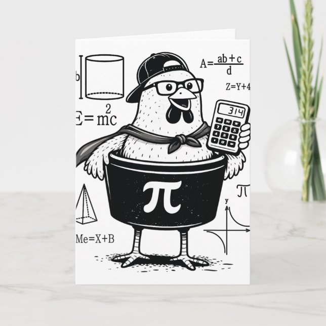 Funny Chicken Pot Holding Calculator Math Teacher  Card (Front)