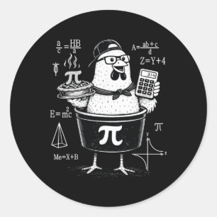Funny Chicken Pot Holding Calculator Math Teacher  Classic Round Sticker