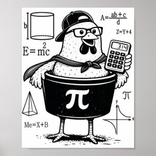 Funny Chicken Pot Holding Calculator Math Teacher Poster