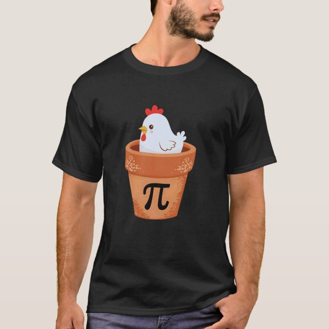 Funny Chicken Pot Pi 3.14 Math Science Pi Symbol T T-Shirt (Front)